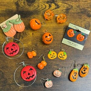Halloween Pumpkin Earrings Set for Wear or Craft